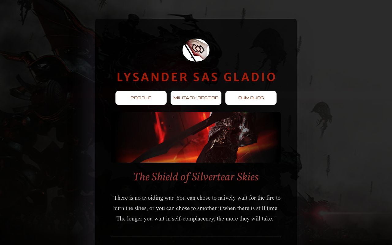 Lysander sas Gladio, Malboro, RP Profile